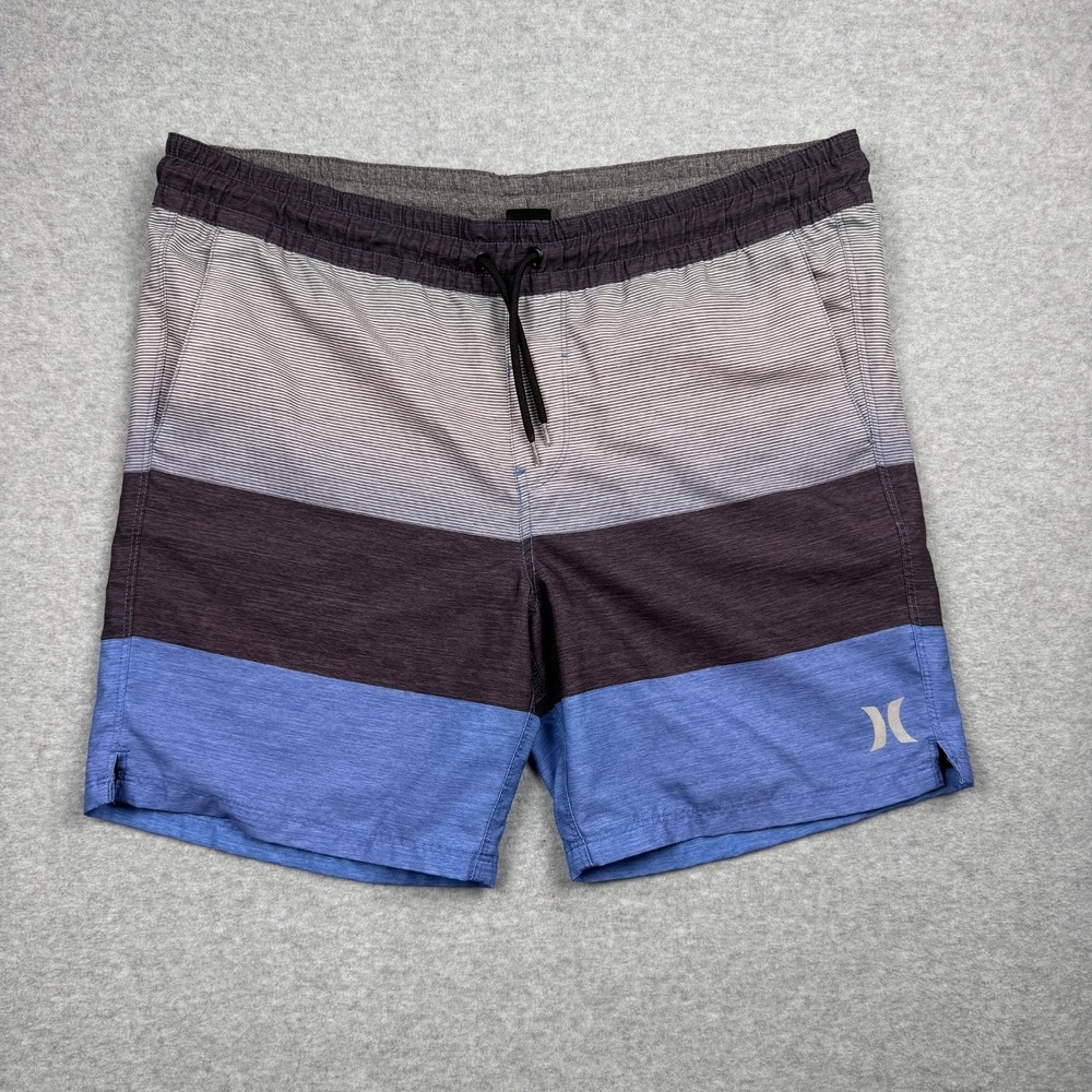Hurley Swim Shorts Men's Large Multicolor Heathered Texture Drawstring Beach